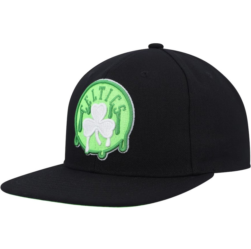 Boston Celtics Mitchell & Ness Slime Drip Snapback Hat - Dynasty Sports & Framing 