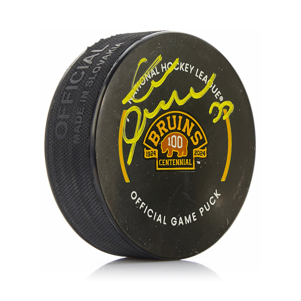 Zdeno Chara Boston Bruins Autographed 100th Anniversary Hockey Game Model Puck