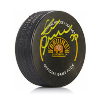 Zdeno Chara Boston Bruins Autographed 100th Anniversary Hockey Game Model Puck - Dynasty Sports & Framing 