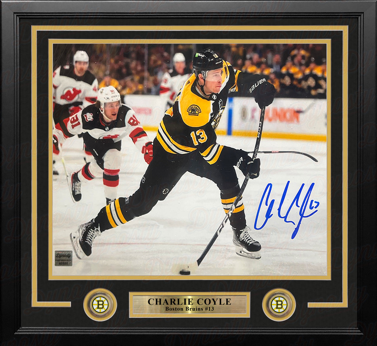 Charlie Coyle in Action Boston Bruins Autographed 16" x 20" Framed Hockey Photo