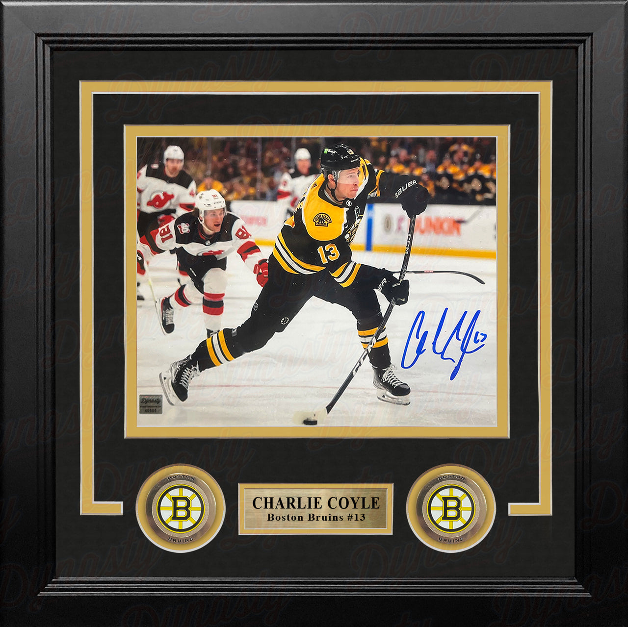 Charlie Coyle in Action Boston Bruins Autographed 8" x 10" Framed Hockey Photo