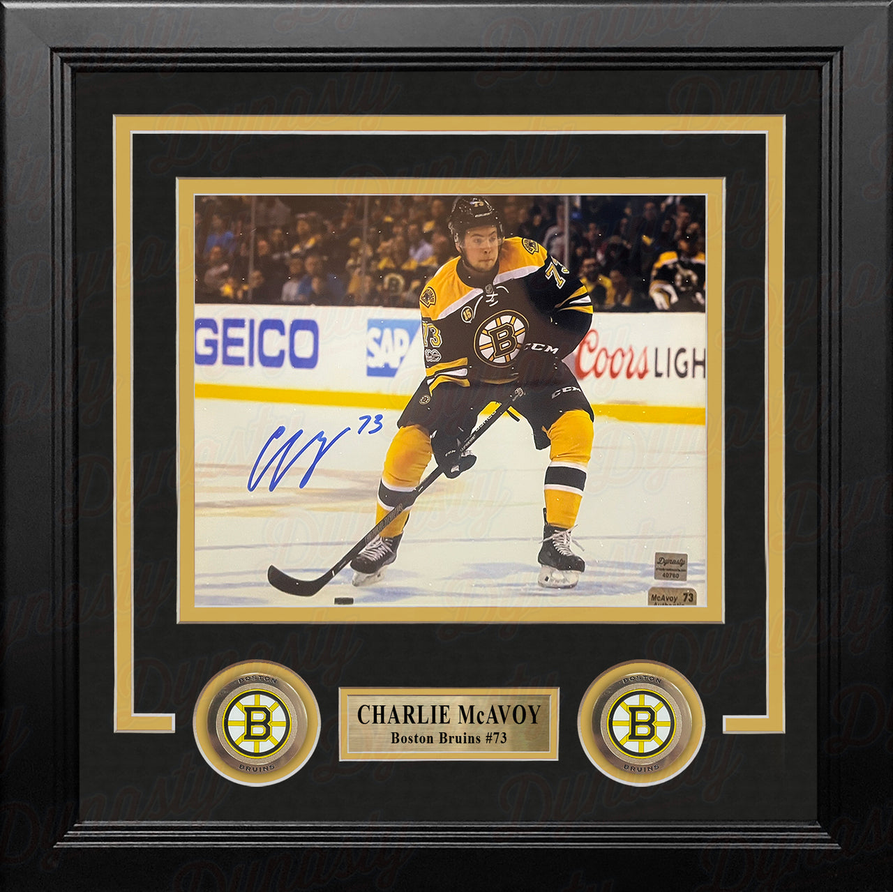 Charlie McAvoy in Action Boston Bruins Autographed 8" x 10" Framed Hockey Photo
