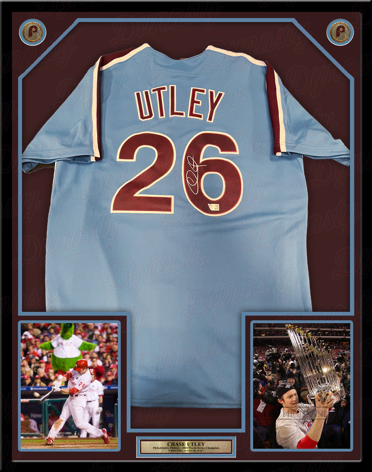 Chase Utley Philadelphia Phillies Autographed Framed Throwback Jersey