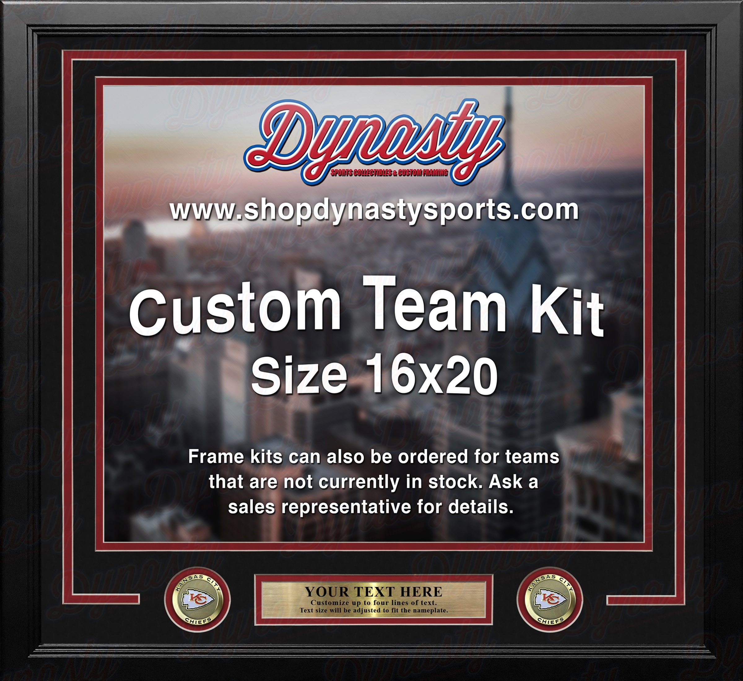 Kansas City Chiefs Custom NFL Football 16x20 Picture Frame Kit (Multiple Colors)