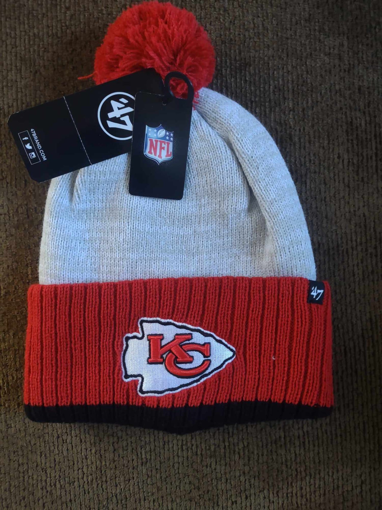Kansas City Chiefs '47 Brand Coverage Pom Knit Hat