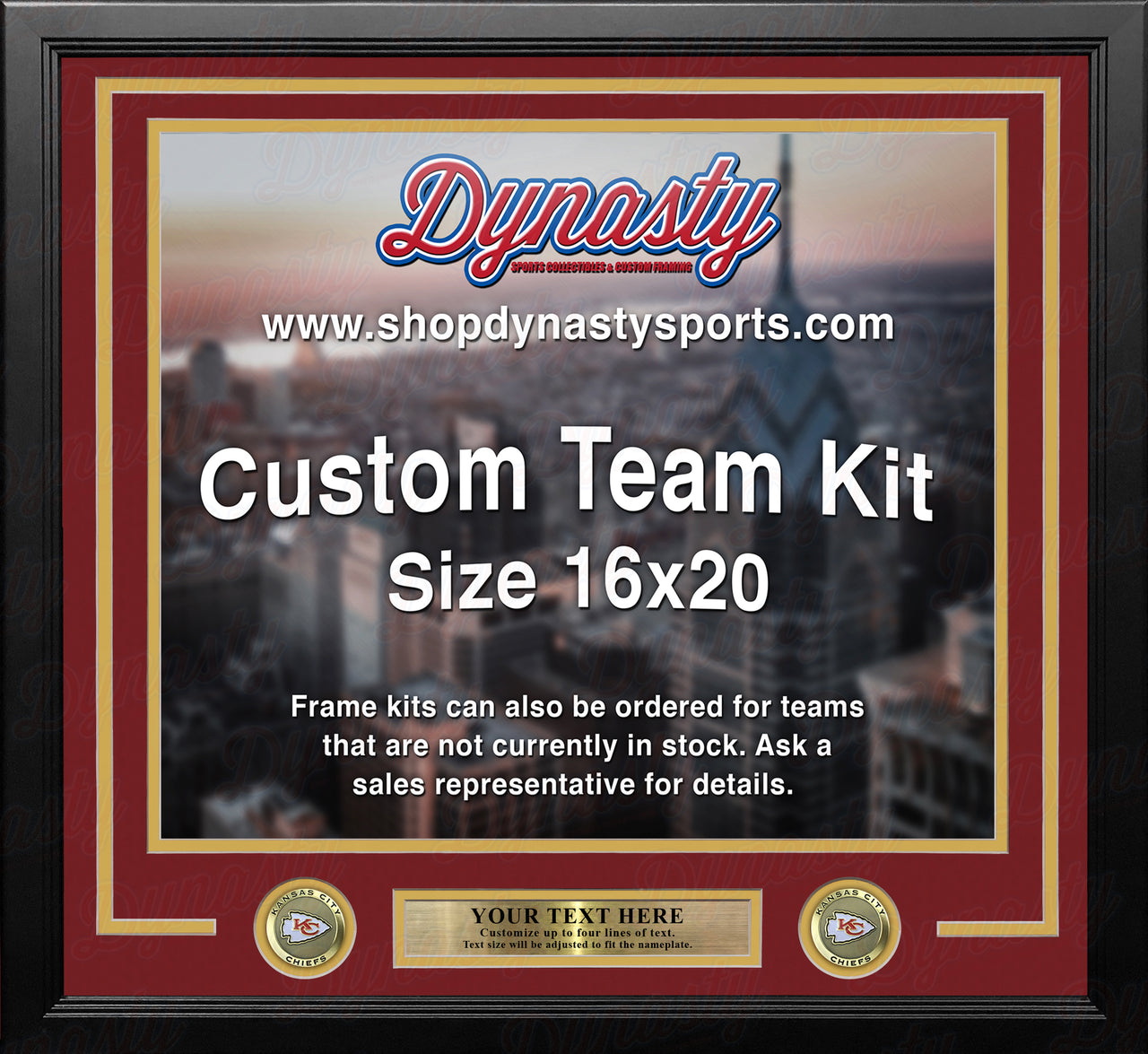 Kansas City Chiefs Custom NFL Football 16x20 Picture Frame Kit (Multiple Colors)