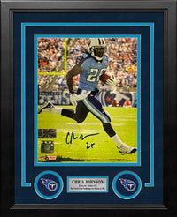 Chris Johnson in Action Tennessee Titans Autographed 8" x 10" Framed Football Photo