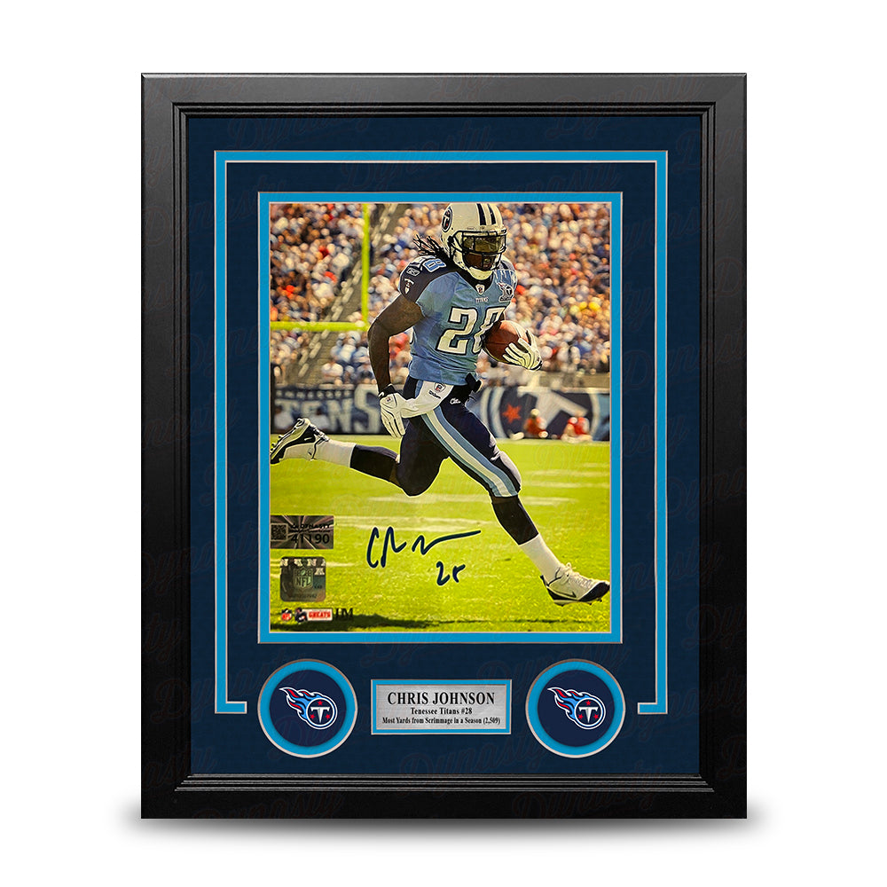 Chris Johnson in Action Tennessee Titans Autographed 8" x 10" Framed Football Photo