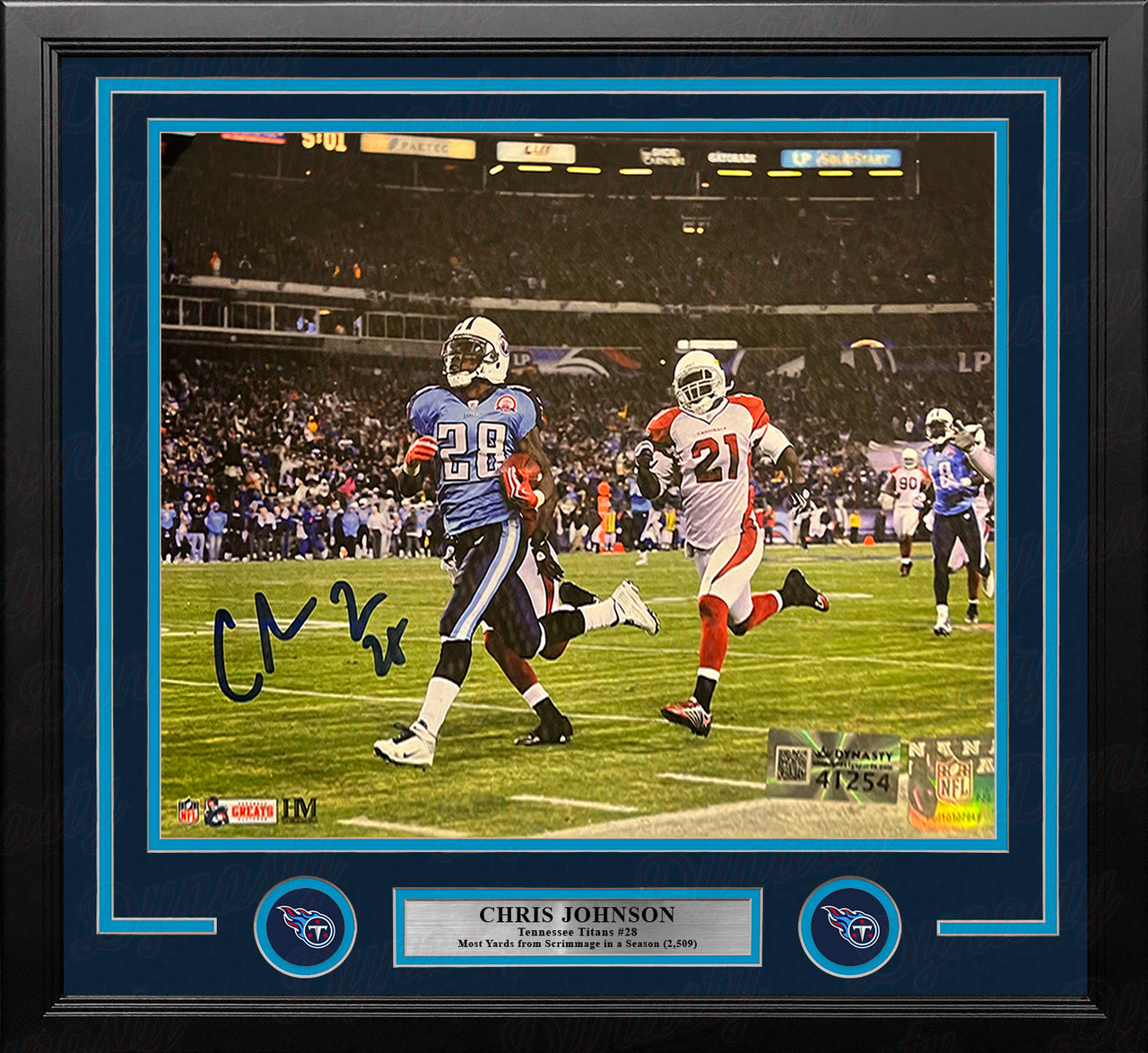 Chris Johnson Sideline Run Tennessee Titans Autographed 11" x 14" Framed Football Photo