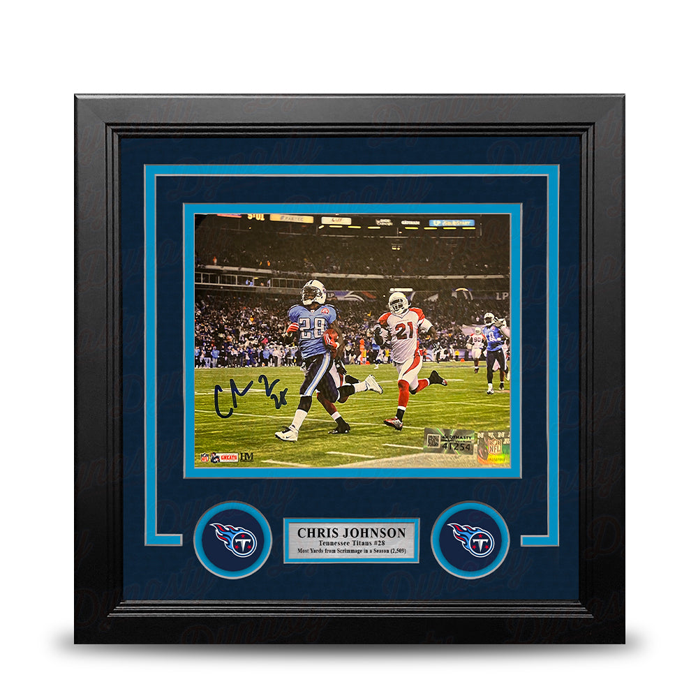 Chris Johnson Sideline Run Tennessee Titans Autographed 8" x 10" Framed Football Photo