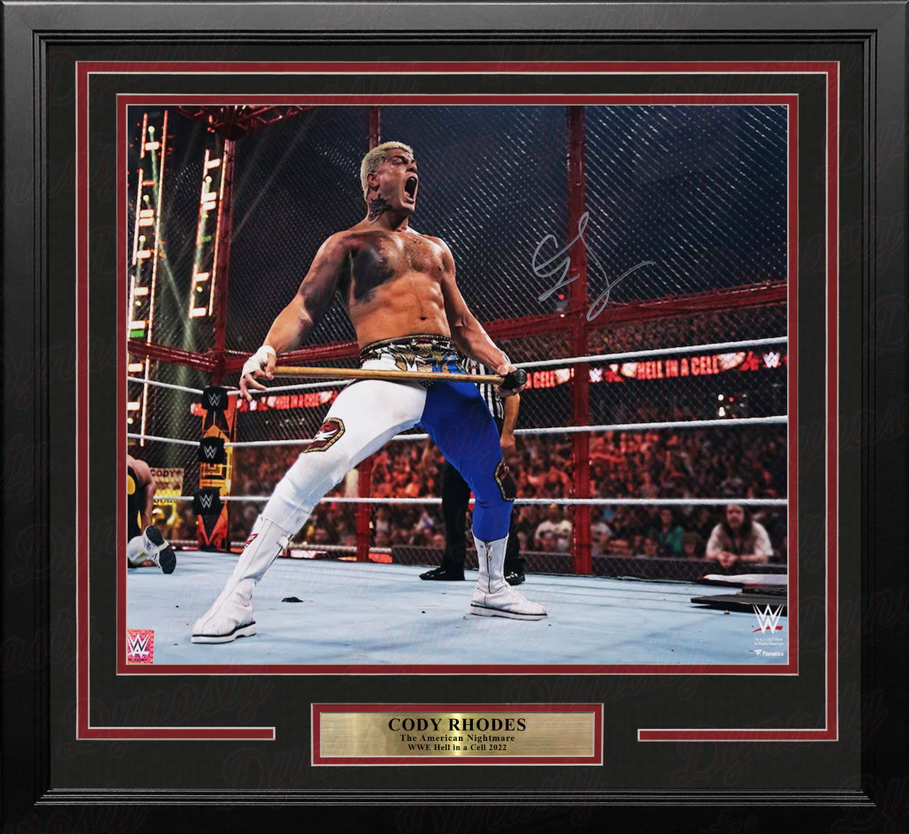 Cody Rhodes Hell in a Cell with a Sledgehammer Autographed 16" x 20" Framed Wrestling Photo - Dynasty Sports & Framing 