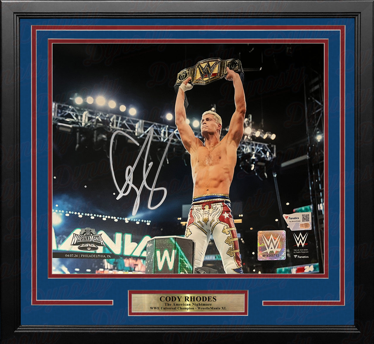 Cody Rhodes WrestleMania XL Championship Celebration Autographed 16x20 Framed WWE Wrestling Photo