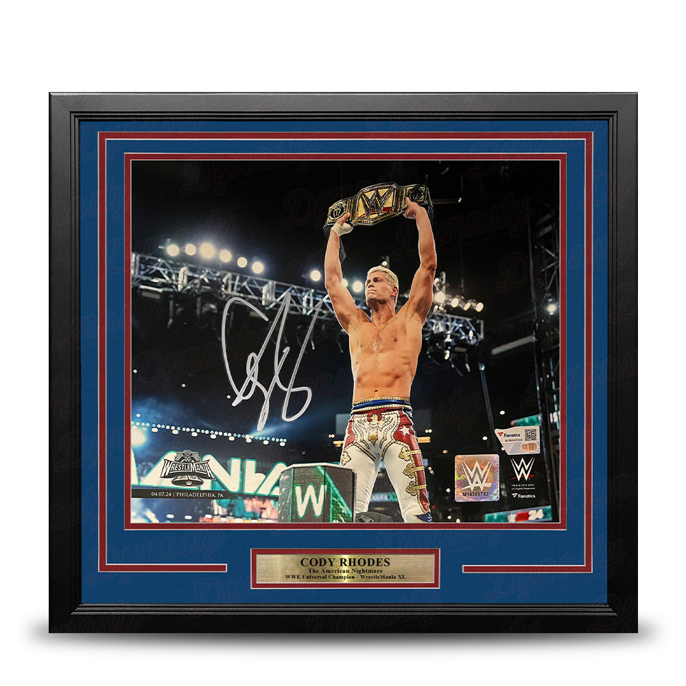Cody Rhodes WrestleMania XL Championship Celebration Autographed 16x20 Framed WWE Wrestling Photo