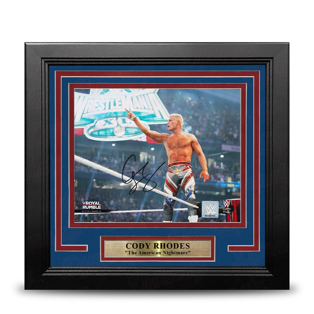 Cody Rhodes 2024 Royal Rumble Celebration Autographed 8" x 10" Framed WWE Wrestling Photo