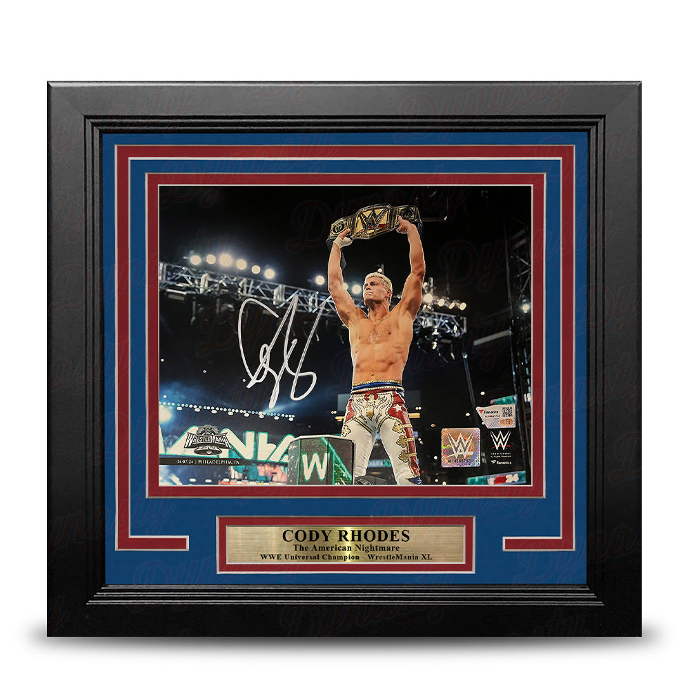 Cody Rhodes WrestleMania XL Championship Celebration Autographed 8" x 10" Framed WWE Wrestling Photo