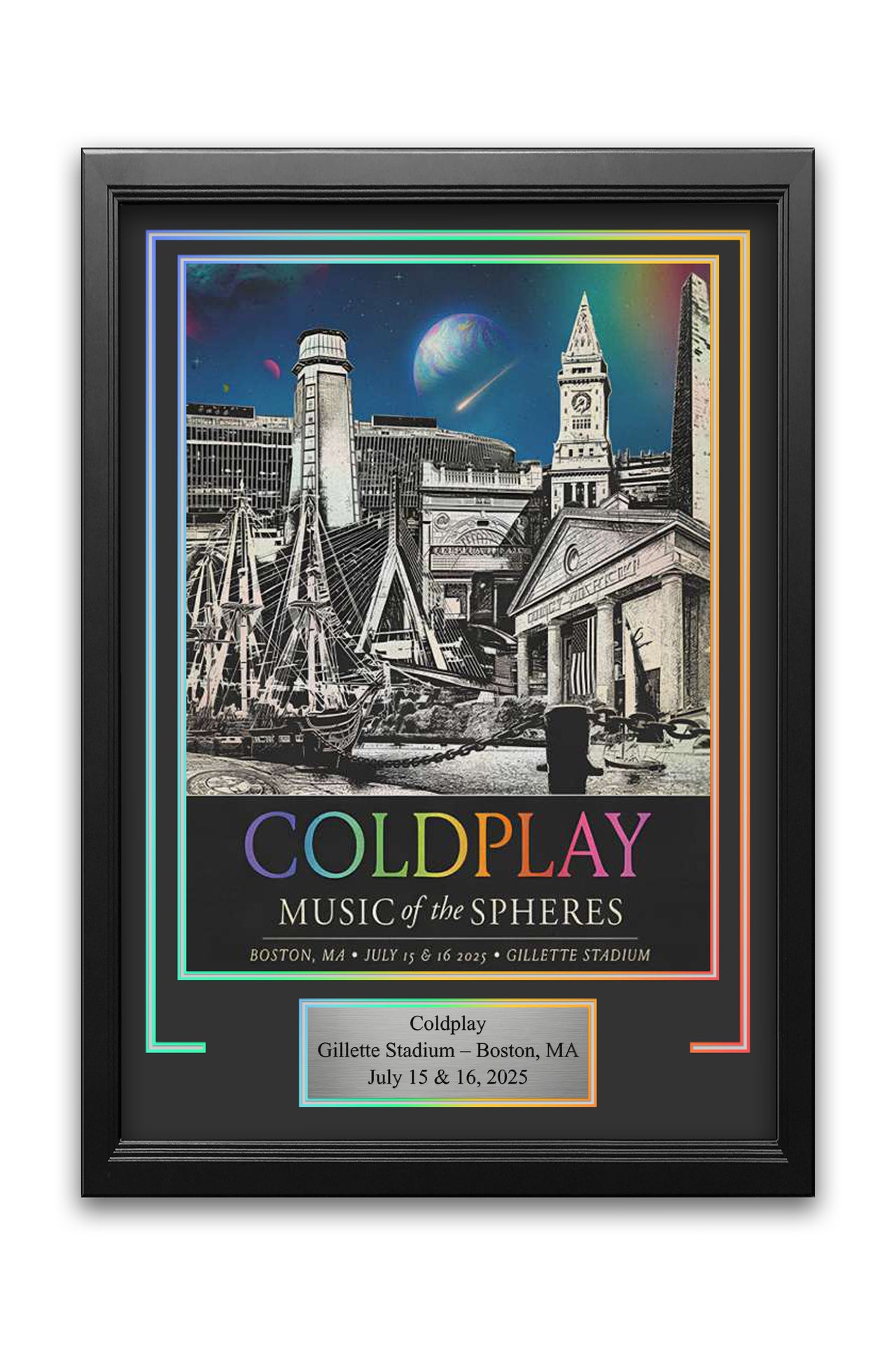 Coldplay Music of the Spheres Gillette Stadium Concert Poster Frame Kit