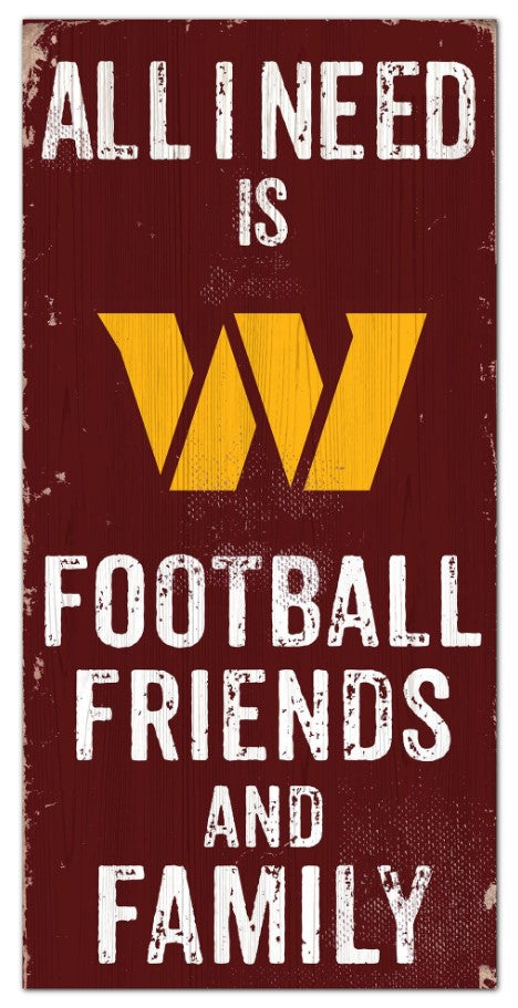 Washington Commanders Football, Friends, & Family Wood Sign
