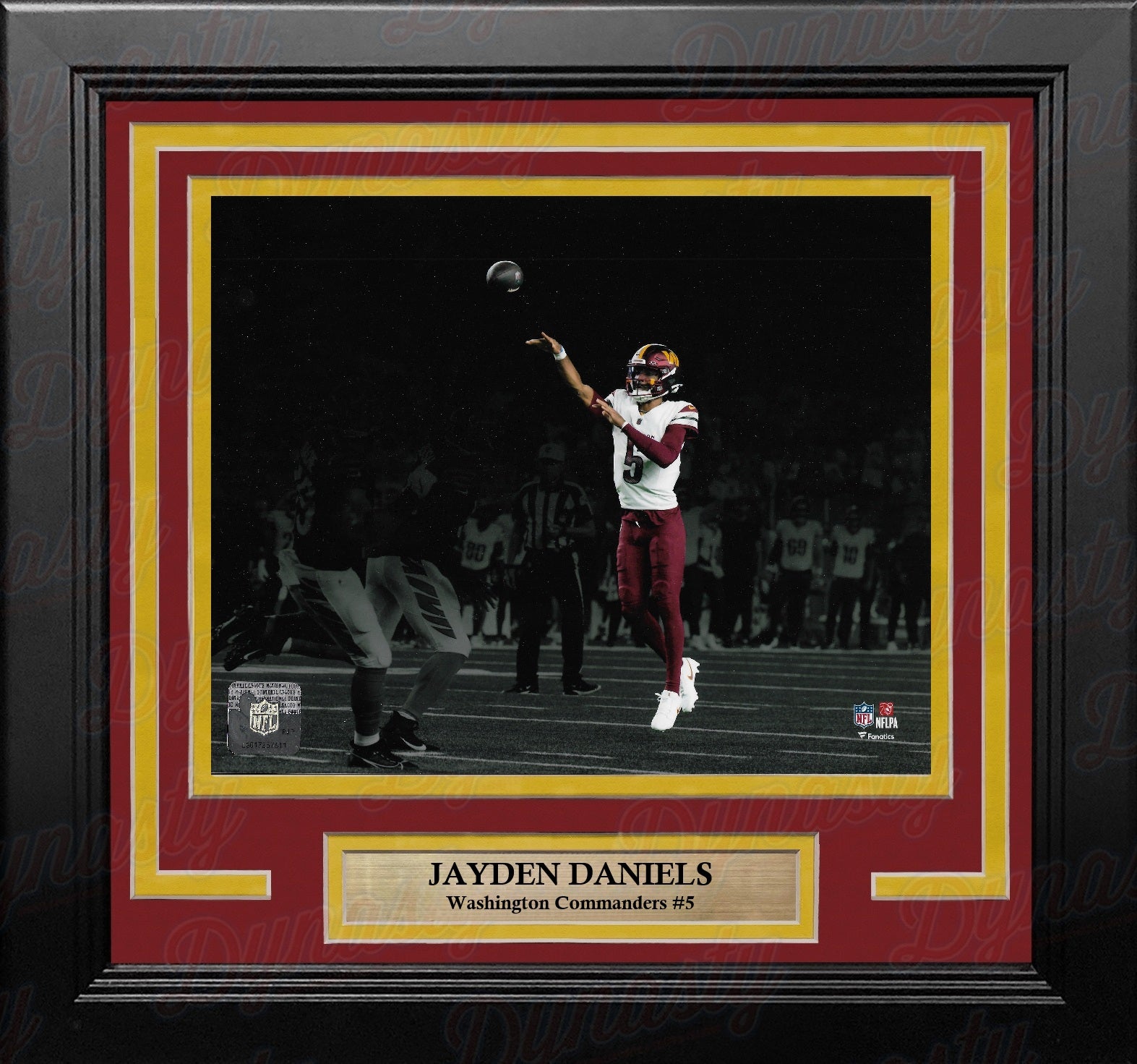 Jayden Daniels Blackout Action Washington Commanders 8" x 10" Framed Football Photo