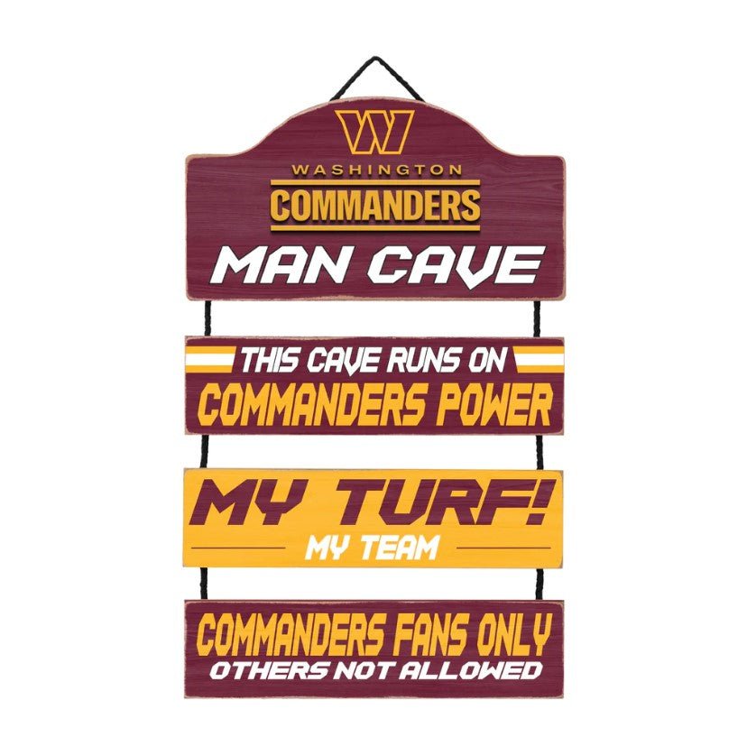 Washington Commanders Wooden Man Cave Dangle Sign