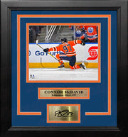 Connor McDavid Celebration Edmonton Oilers 8" x 10" Framed Hockey Photo with Engraved Autograph - Dynasty Sports & Framing 