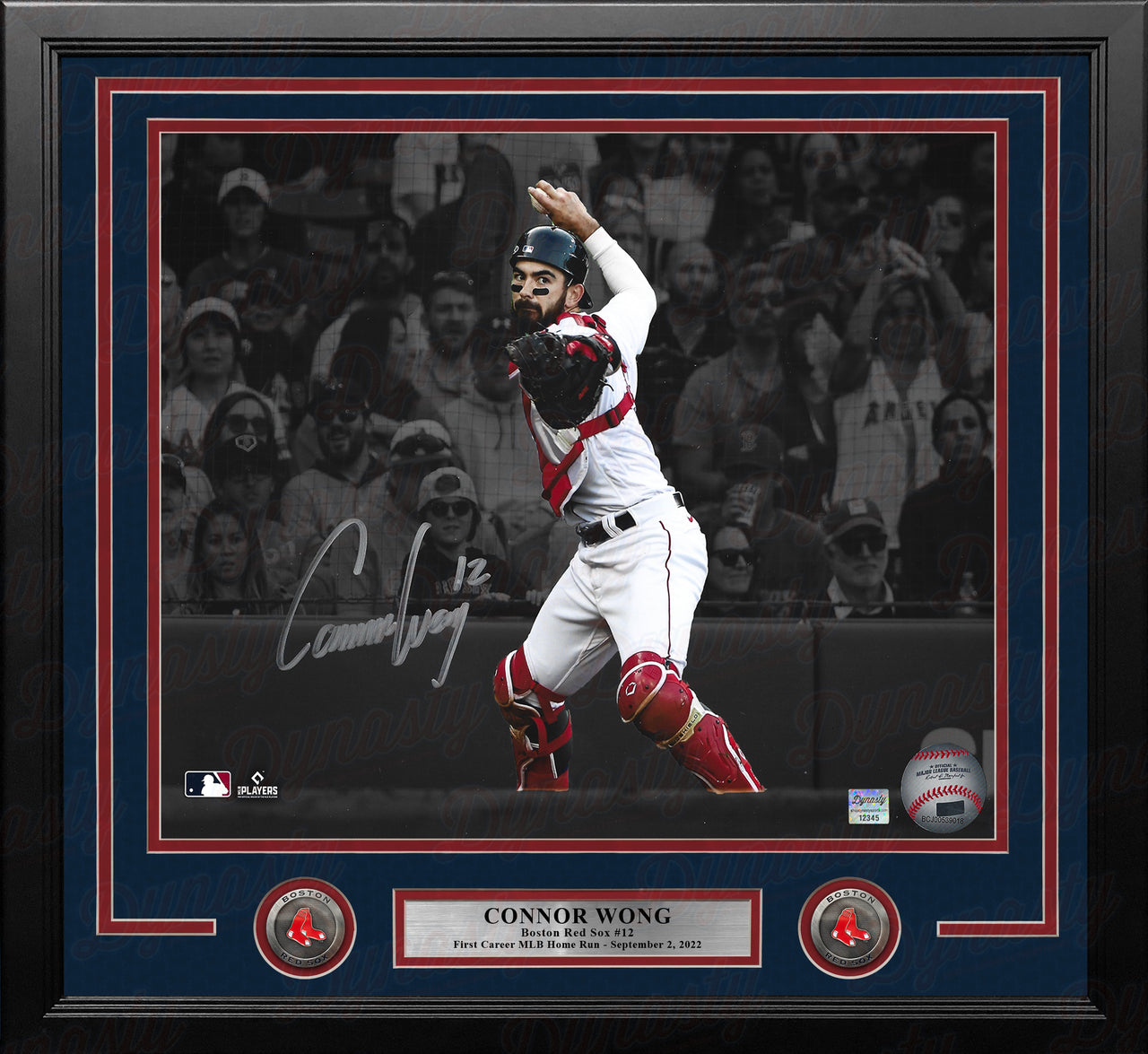 Connor Wong Throwing Action Boston Red Sox Autographed 11" x 14" Framed Spotlight Baseball Photo