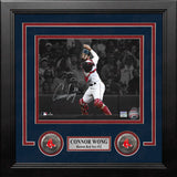 Connor Wong Throwing Action Boston Red Sox Autographed 8" x 10" Framed Spotlight Baseball Photo - Dynasty Sports & Framing 