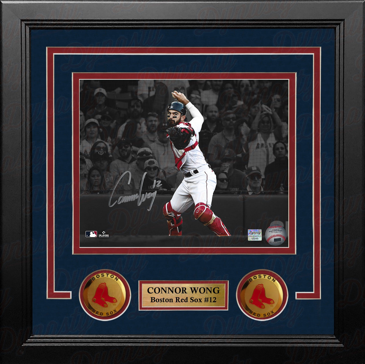 Connor Wong Throwing Action Boston Red Sox Autographed 8" x 10" Framed Spotlight Baseball Photo