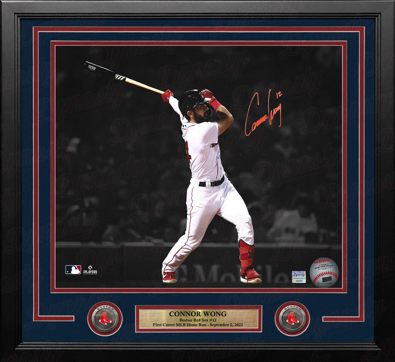 Connor Wong 1st Home Run Boston Red Sox Autographed 16" x 20" Framed Spotlight Photo - Red