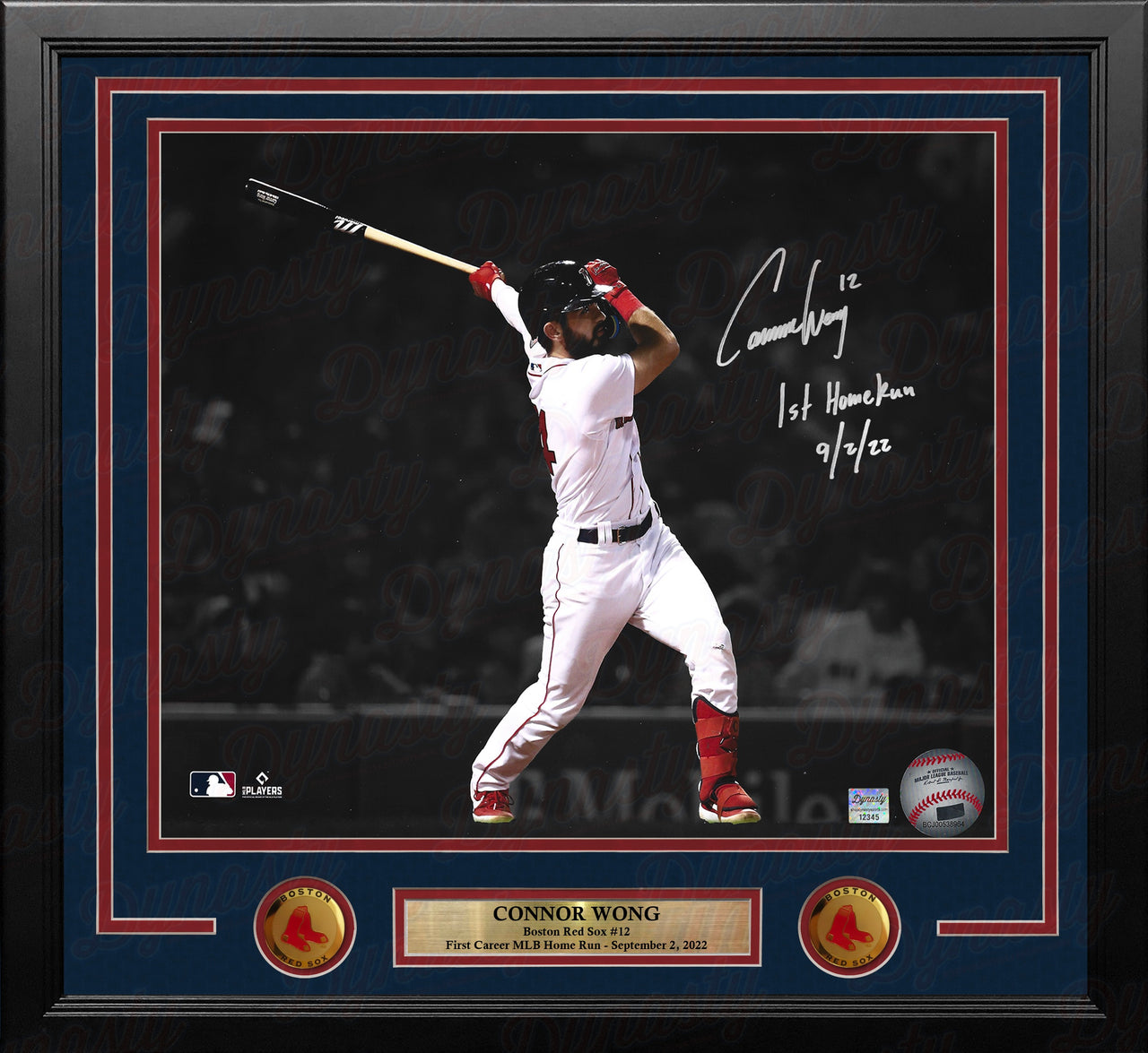 Connor Wong Boston Red Sox Autographed 16x20 Framed Photo Inscr. 1st Home Run with Date - Silver