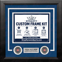 Chicago Cubs Custom MLB Baseball Picture Frame Kit with Blue Matting, White Trim, a Silver Nameplate, and Cubs medallions