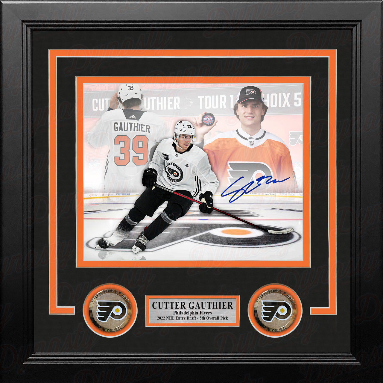 Cutter Gauthier Philadelphia Flyers Autographed 8" x 10" Framed Draft Hockey Collage Photo - Dynasty Sports & Framing 