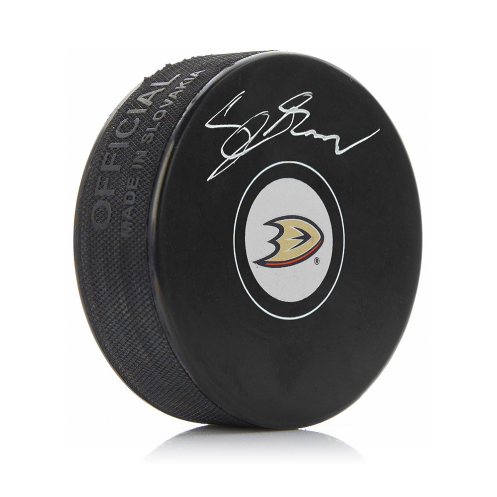 Cutter Gauthier Anaheim Ducks Autographed NHL Hockey Logo Puck