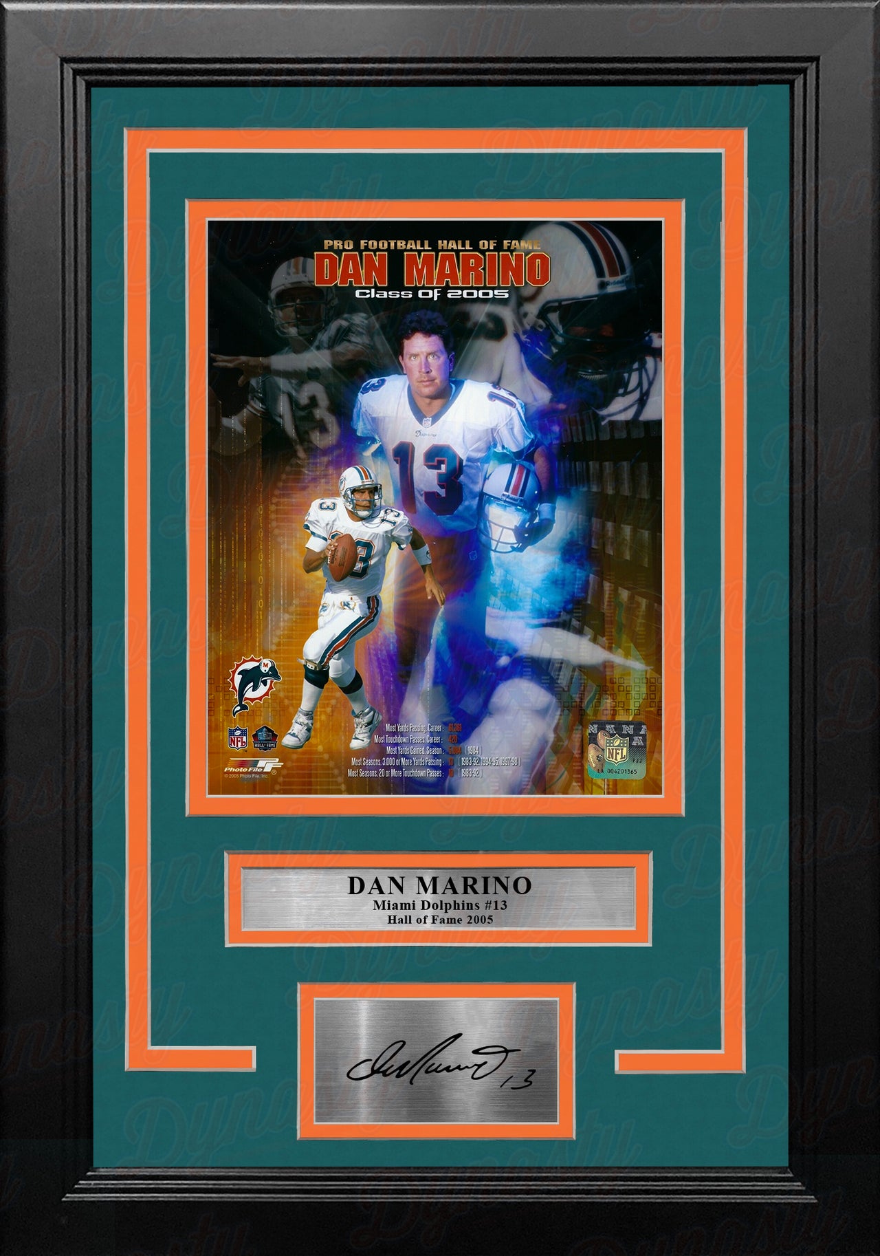 Dan Marino Miami Dolphins 8x10 Framed Hall of Fame Collage Football Photo with Engraved Autograph
