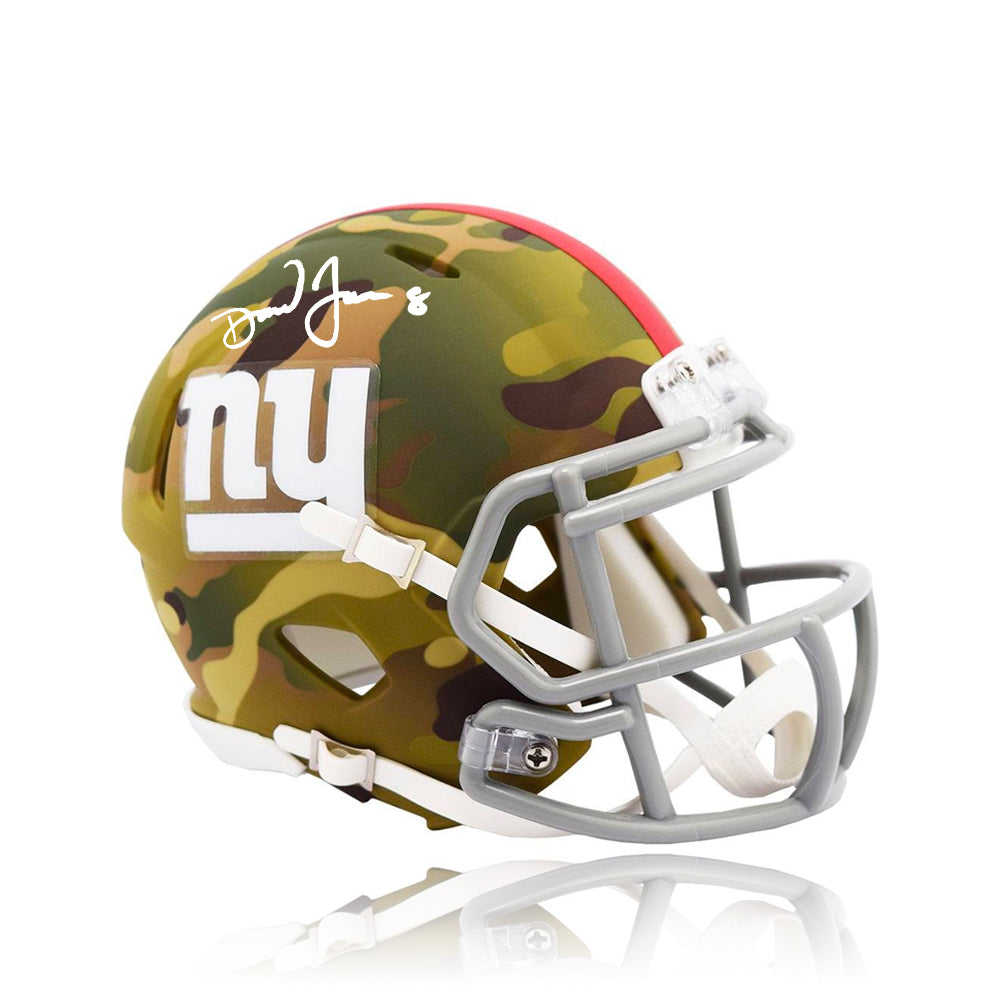 Daniel Jones New York Giants Autographed Football Camo Speed Mini-Helmet