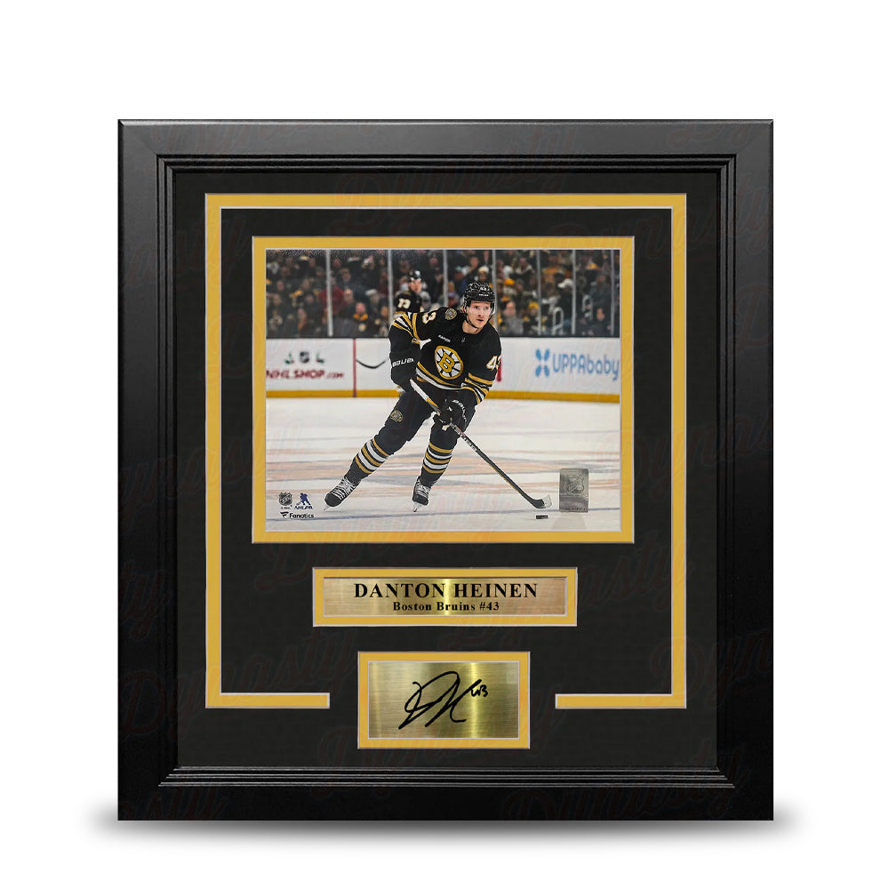 Danton Heinen in Action Boston Bruins 8" x 10" Framed Hockey Photo with Engraved Autograph