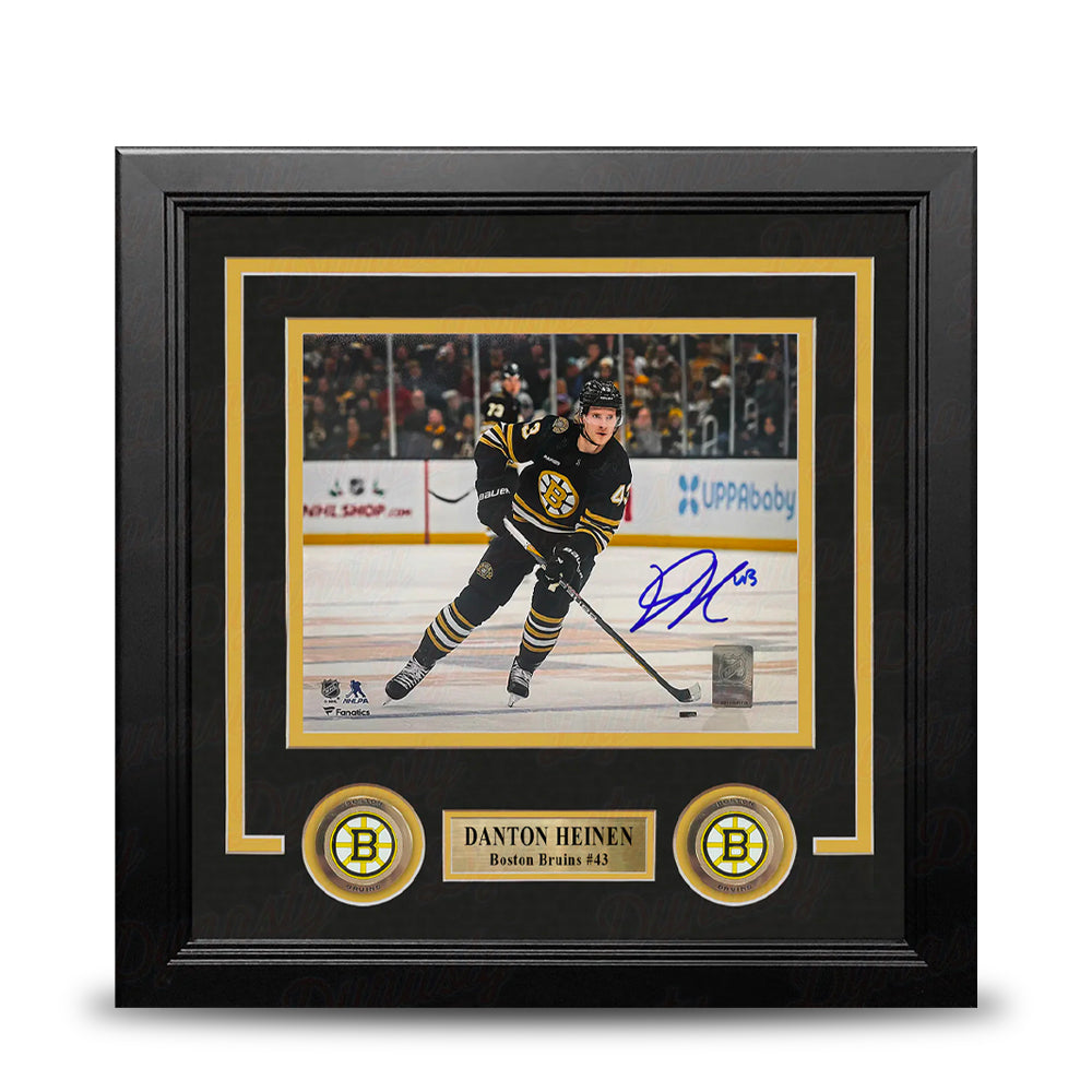 Danton Heinen in Action Boston Bruins Autographed 8" x 10" Framed Hockey Photo