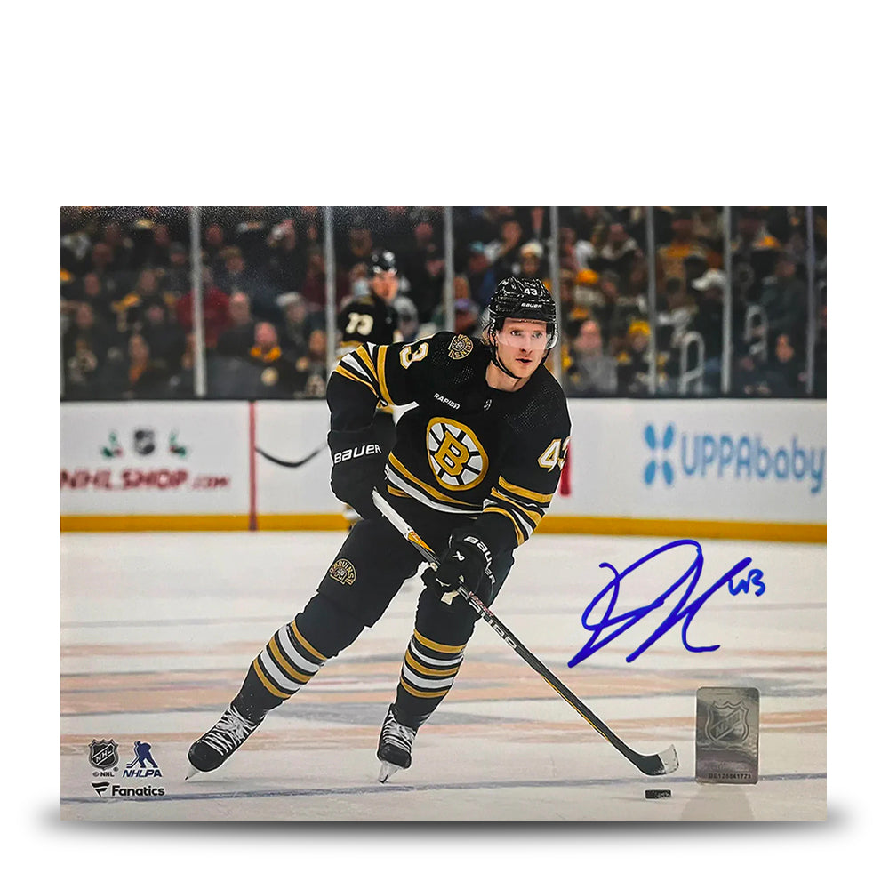 Danton Heinen in Action Boston Bruins Autographed 8" x 10" Hockey Photo