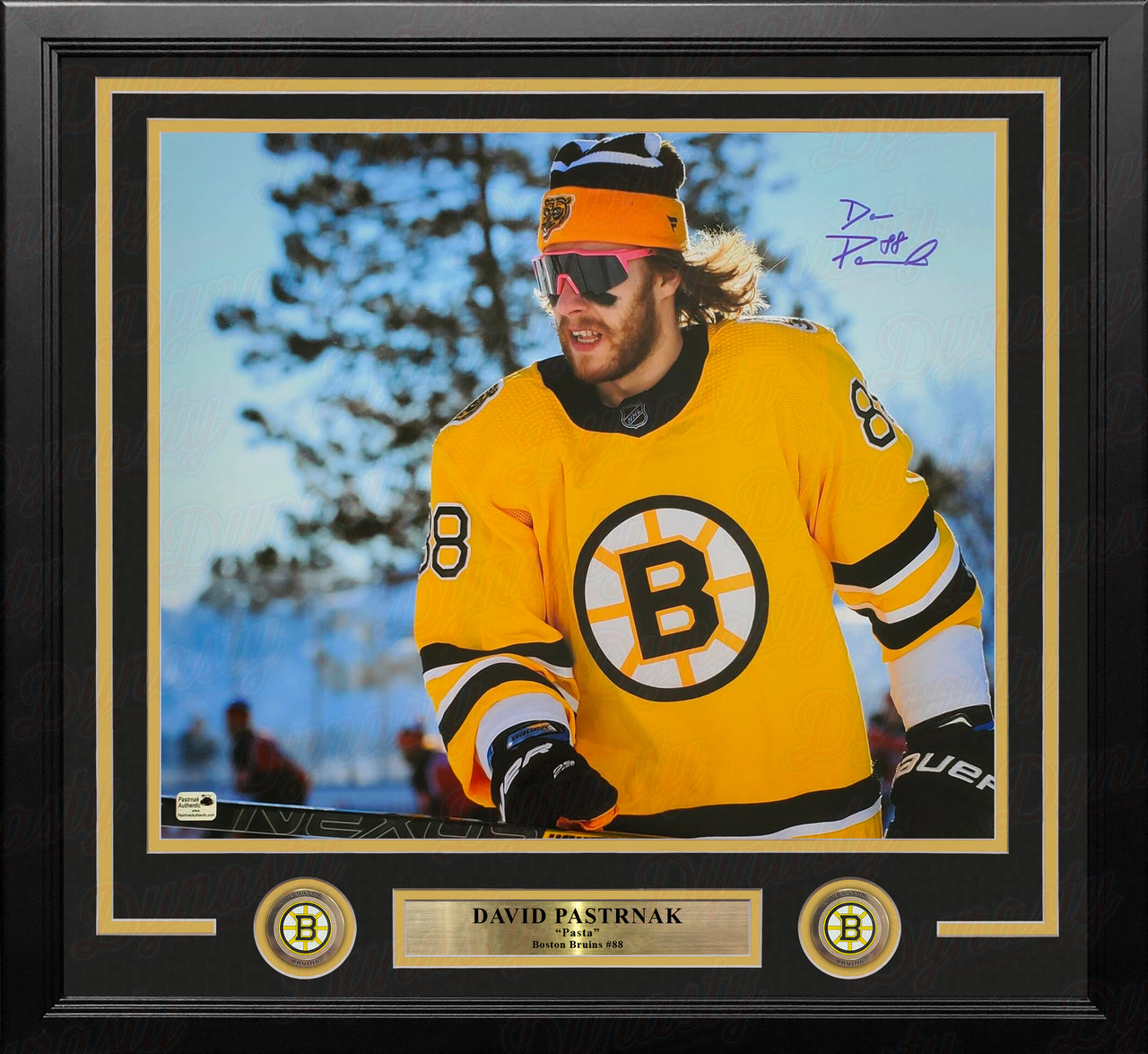 David Pastrnak Lake Tahoe Sunglasses Autographed Boston Bruins 16" x 20" Framed Hockey Photo