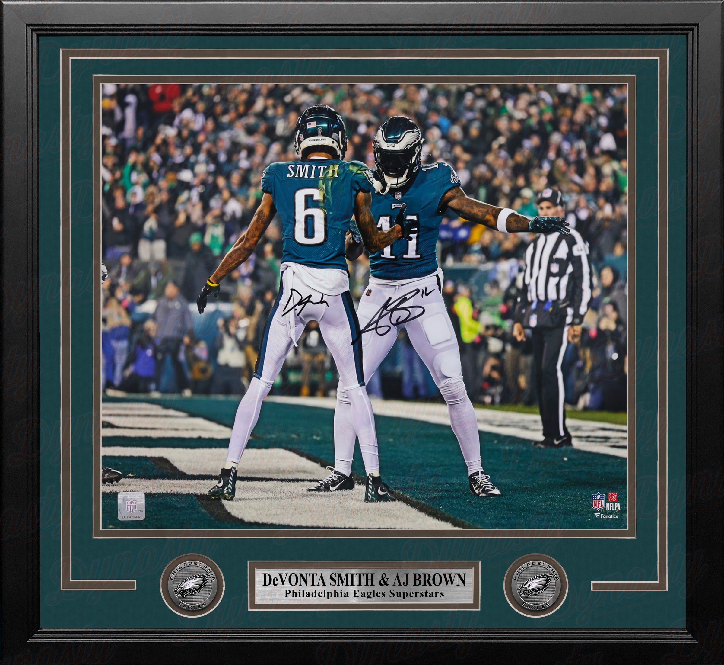 DeVonta Smith & AJ Brown Philadelphia Eagles Autographed 16" x 20" Framed Football Photo
