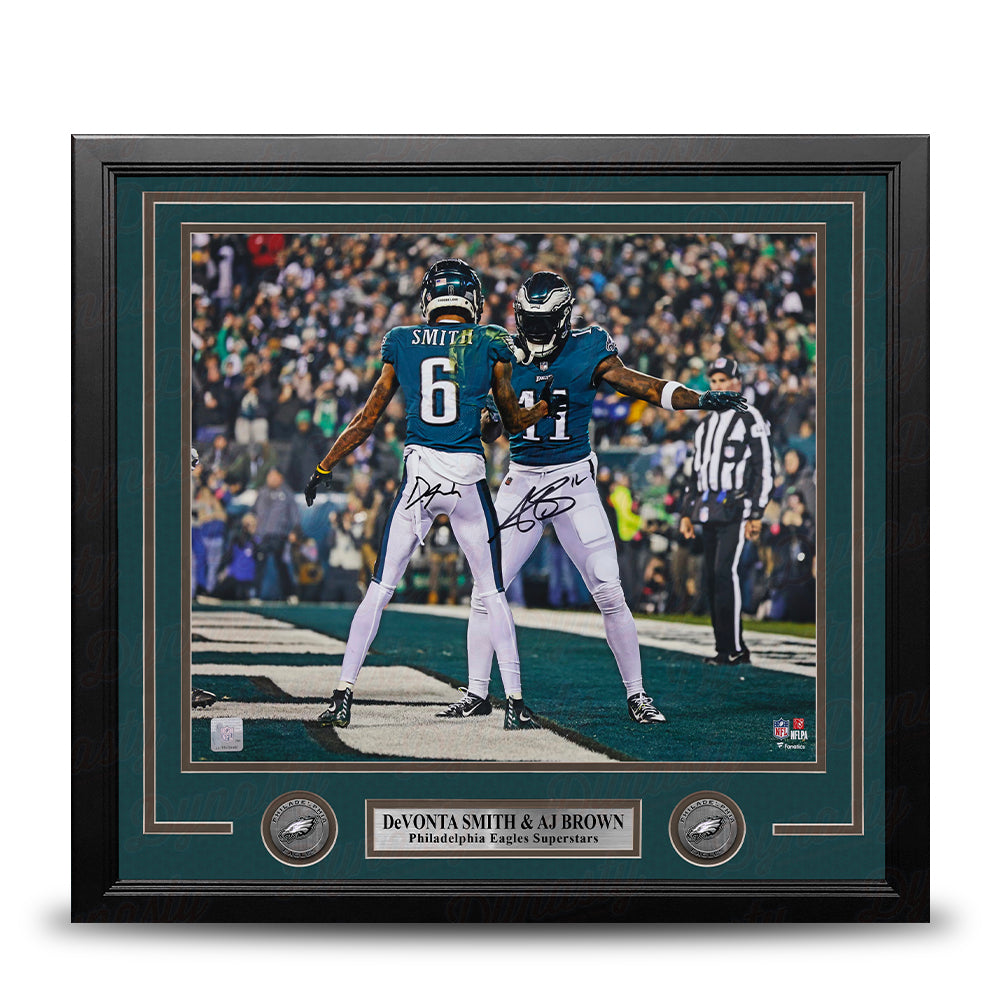DeVonta Smith & AJ Brown Philadelphia Eagles Autographed 16" x 20" Framed Football Photo