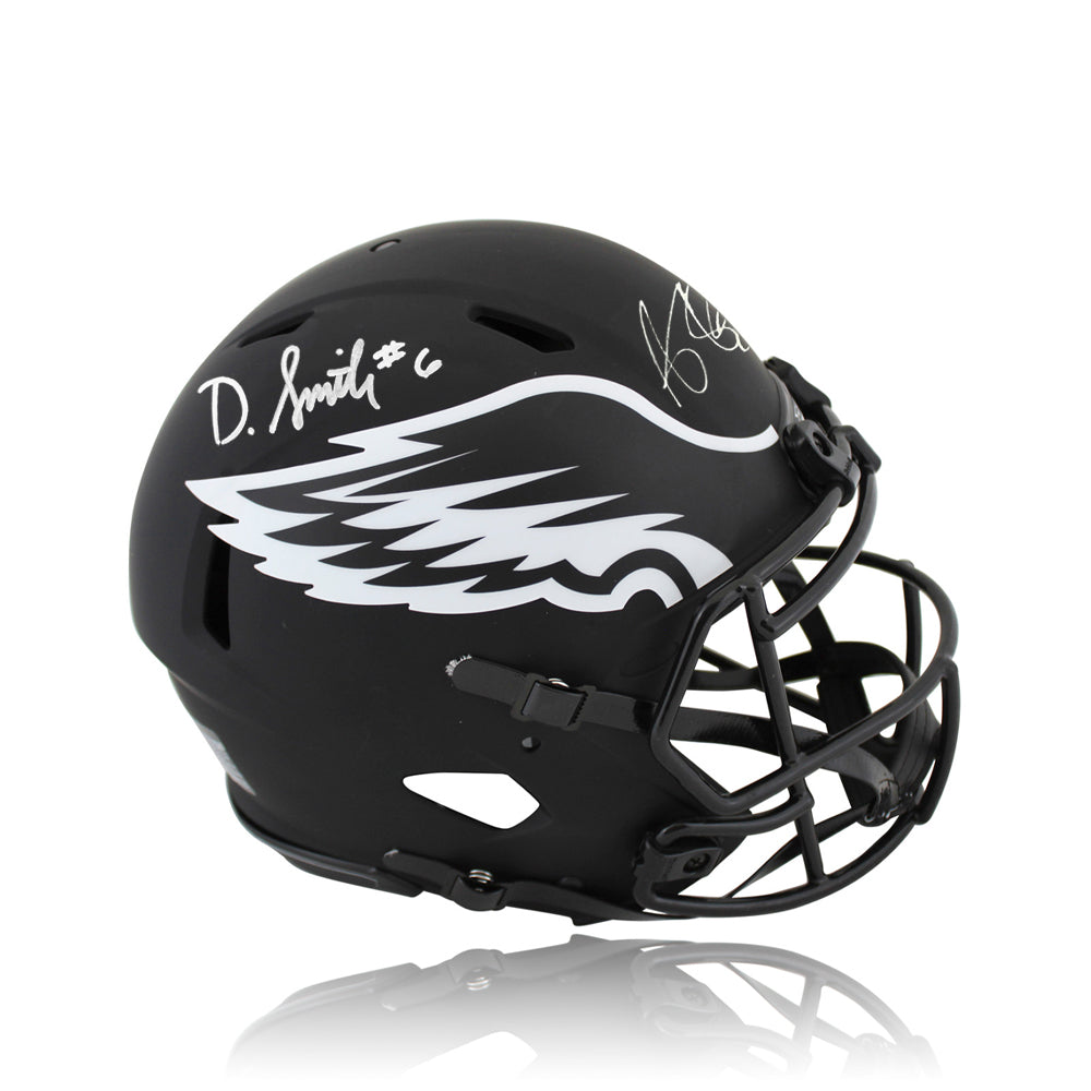 DeVonta Smith & AJ Brown Philadelphia Eagles Autographed Football Eclipse Helmet - White Signature