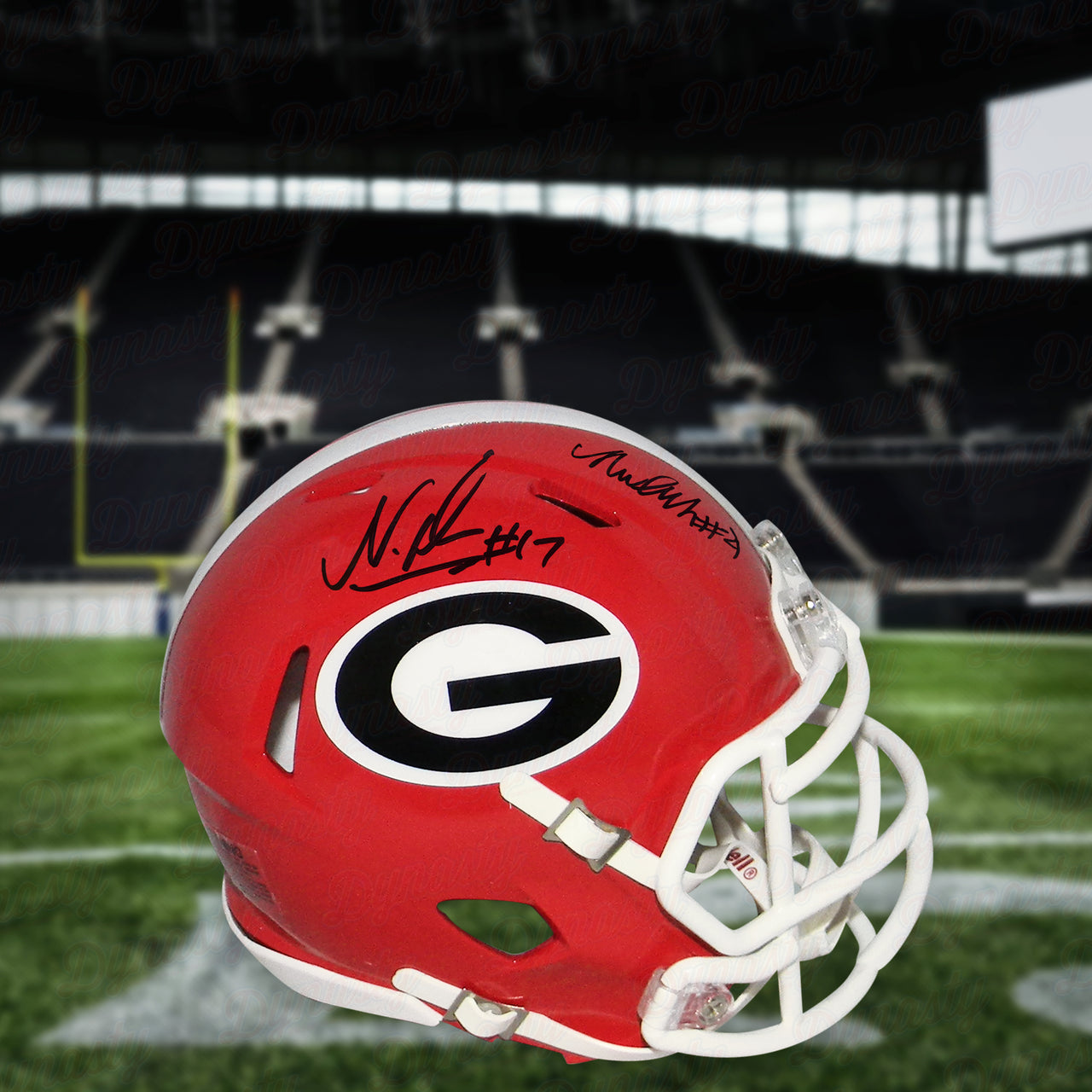 Nolan Smith & Nakobe Dean Georgia Bulldogs Autographed 2021 National Champions College Mini-Helmet