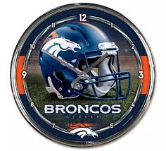 Denver Broncos Round Chrome Clock
