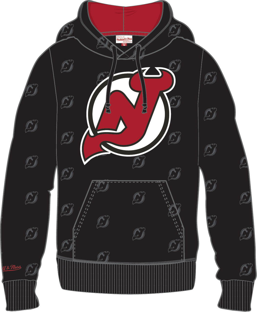 New Jersey Devils Mitchell & Ness All Over Print Fleece Hoodie