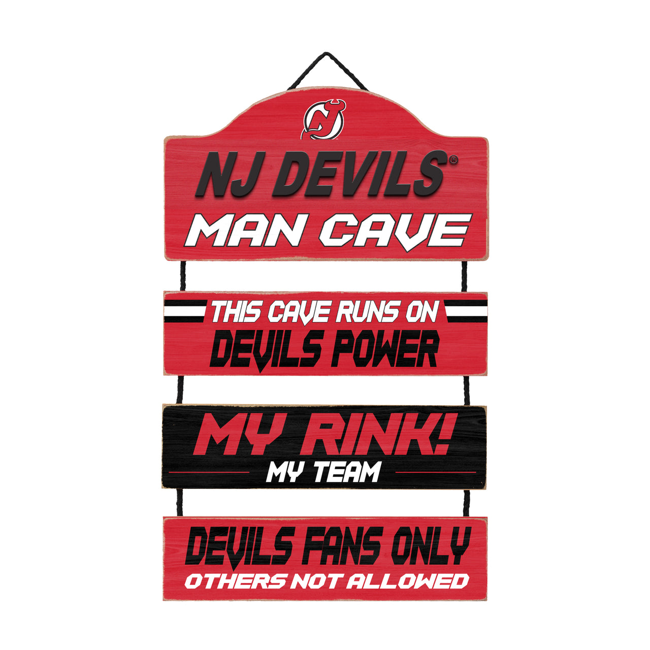 New Jersey Devils Wooden Man Cave Dangle Sign