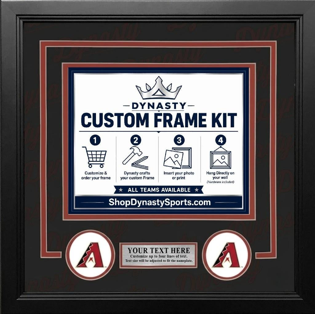 Arizona Diamondbacks Custom MLB Baseball Picture Frame Kit with Black Matting, Sedona Red Trim, a Silver Nameplate, and Diamondbacks logos