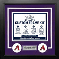 Arizona Diamondbacks Custom MLB Baseball Picture Frame Kit with Purple Matting, White Trim, a Silver Nameplate, and Diamondbacks logos
