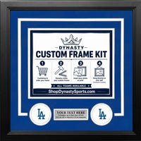 Los Angeles Dodgers Custom MLB Baseball Picture Frame Kit with Blue Matting, White Trim, a Silver Nameplate, and LA Dodgers logos