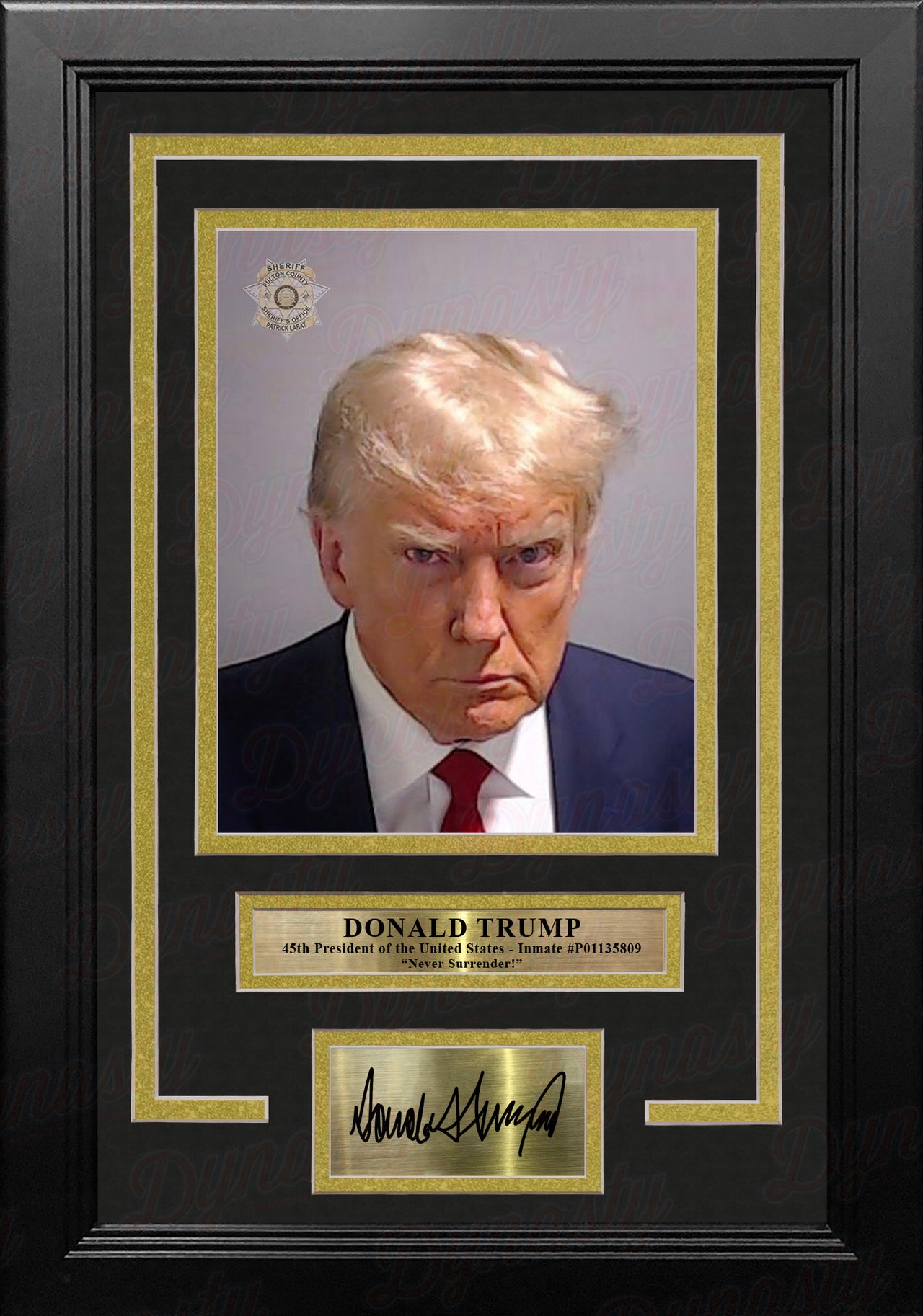 Donald Trump 45th President Fulton County Jail Mugshot 8" x 10" Framed Photo with Engraved Autograph