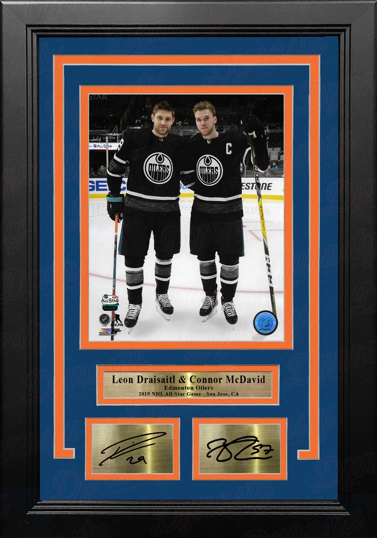 Leon Draisaitl & Connor McDavid Edmonton Oilers 8x10 Framed Hockey Photo with Engraved Autographs - Dynasty Sports & Framing 